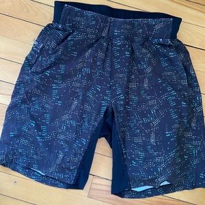 Lululemon Men’s volleyball pickle ball shorts, black with spandex, zipper pocket